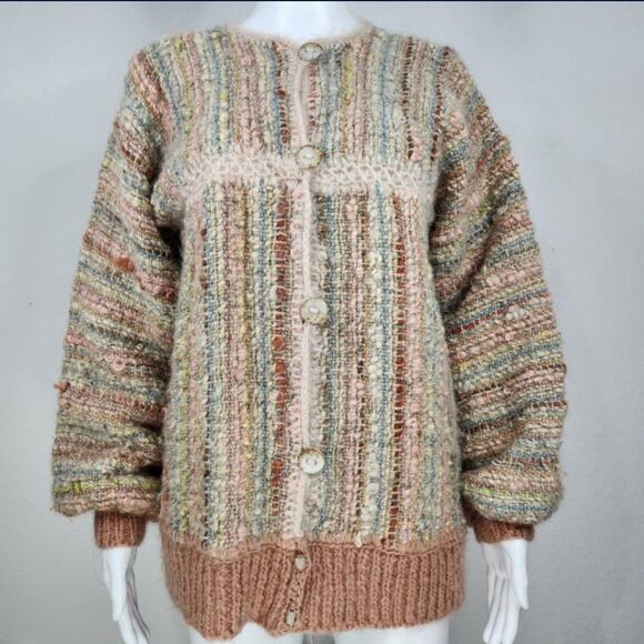 Vintage Artisan Wool Knit Cardigan Sweater Size Medium - Picture 13 of 13